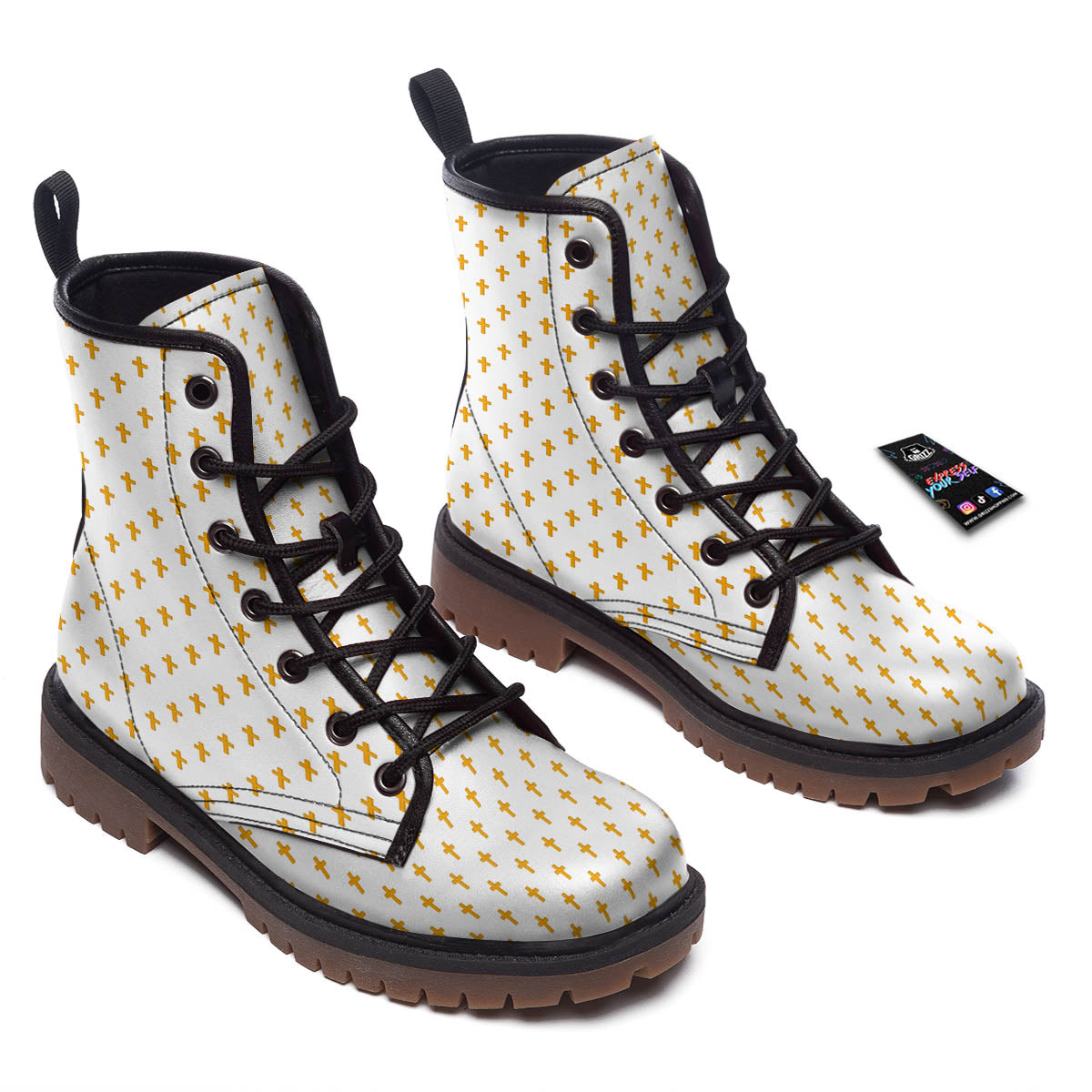Orthodox Cross Print Pattern Work Boots-grizzshop