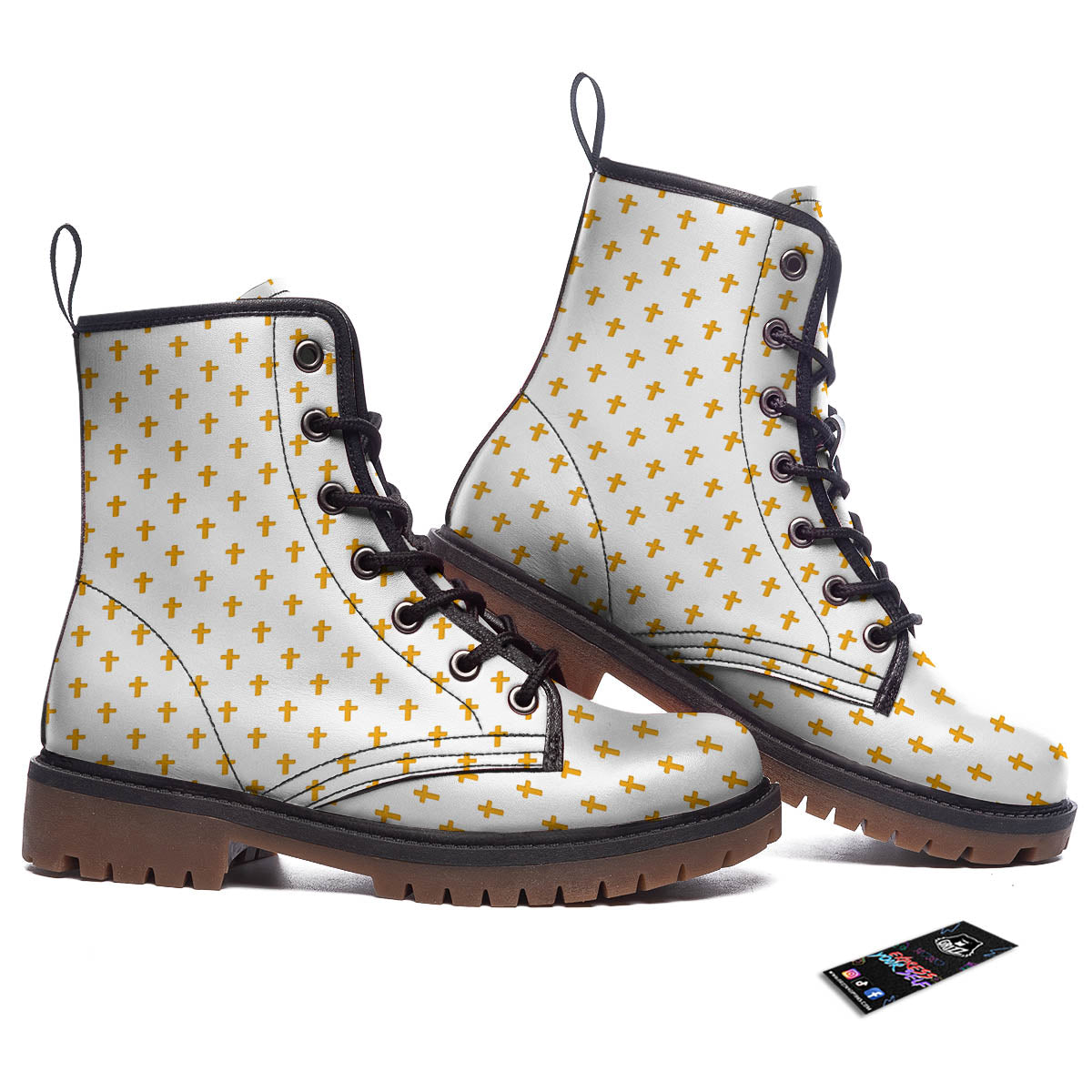 Orthodox Cross Print Pattern Work Boots-grizzshop