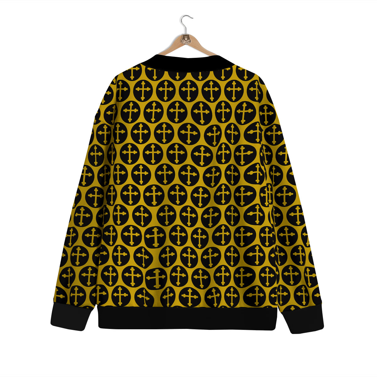 Orthodox Gold And Black Print Pattern Cardigan-grizzshop