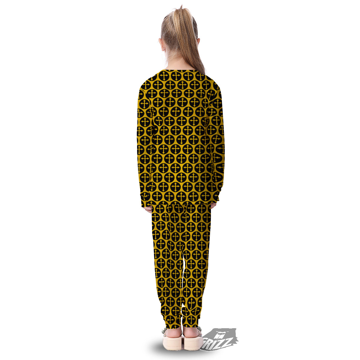 Orthodox Gold And Black Print Pattern Kid's Pajamas-grizzshop