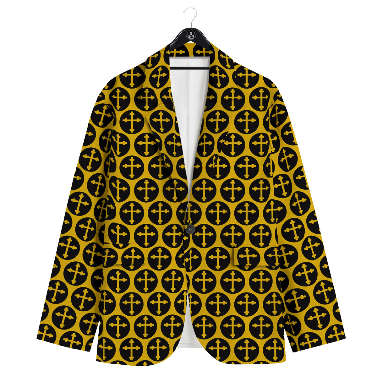 Orthodox Gold And Black Print Pattern Men's Sport Coat-grizzshop