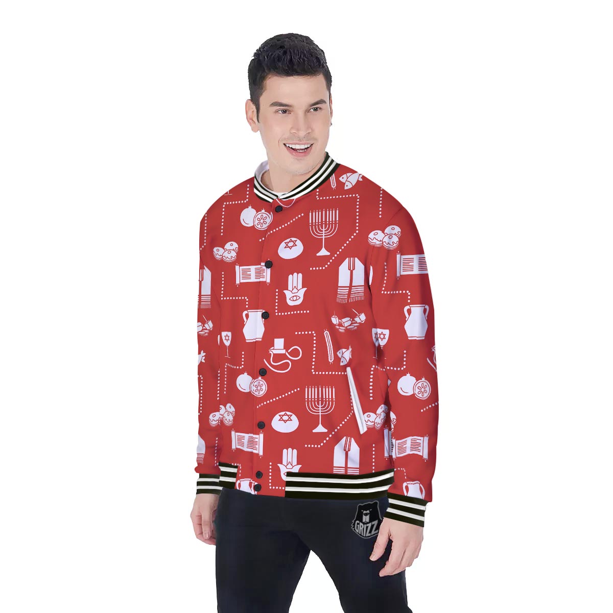 Orthodox Print Pattern Baseball Jacket-grizzshop
