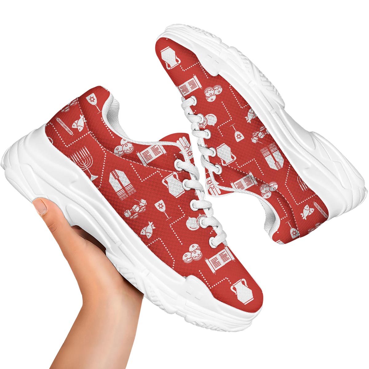 Orthodox Print Pattern White Chunky Shoes-grizzshop