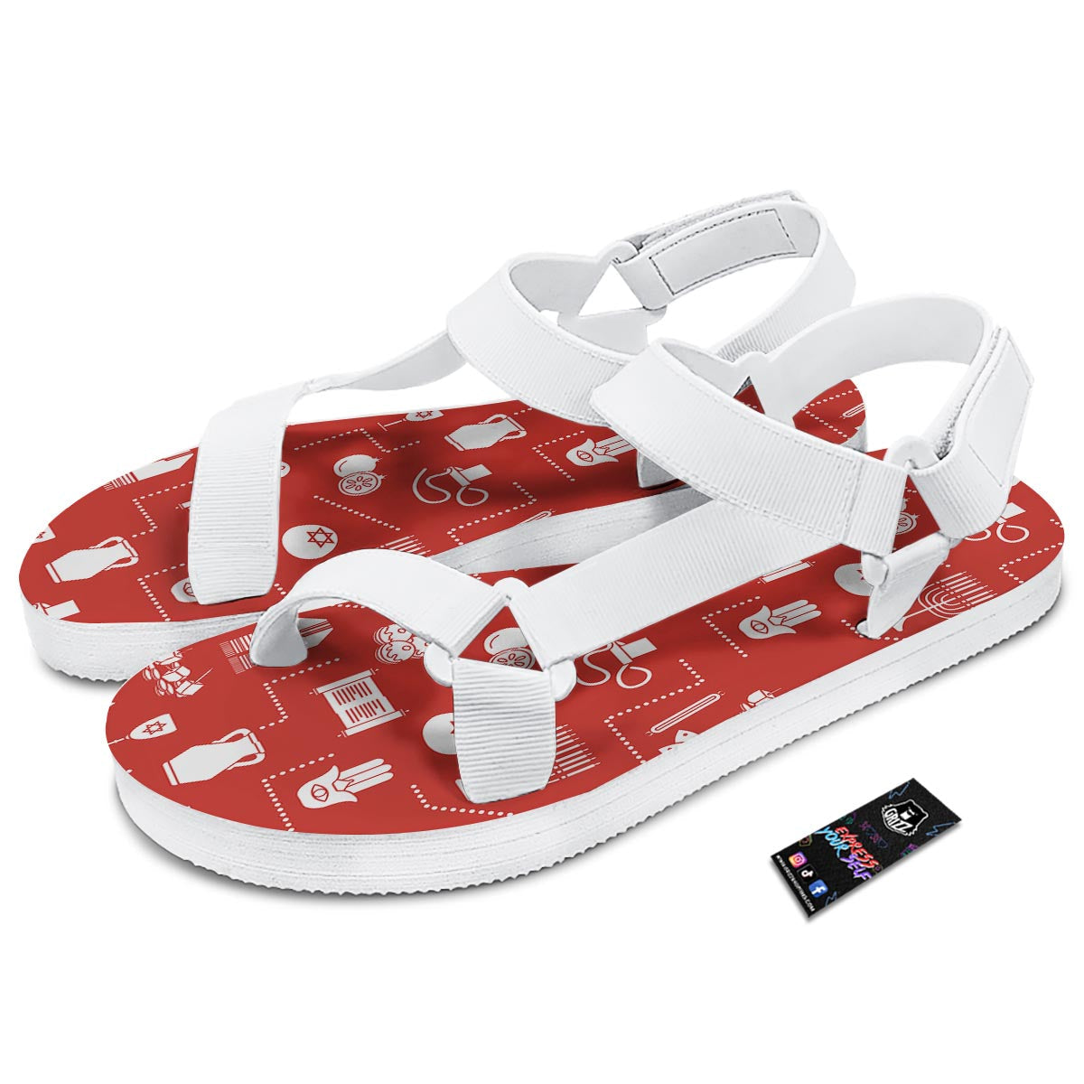 Orthodox Print Pattern White Open Toe Sandals-grizzshop