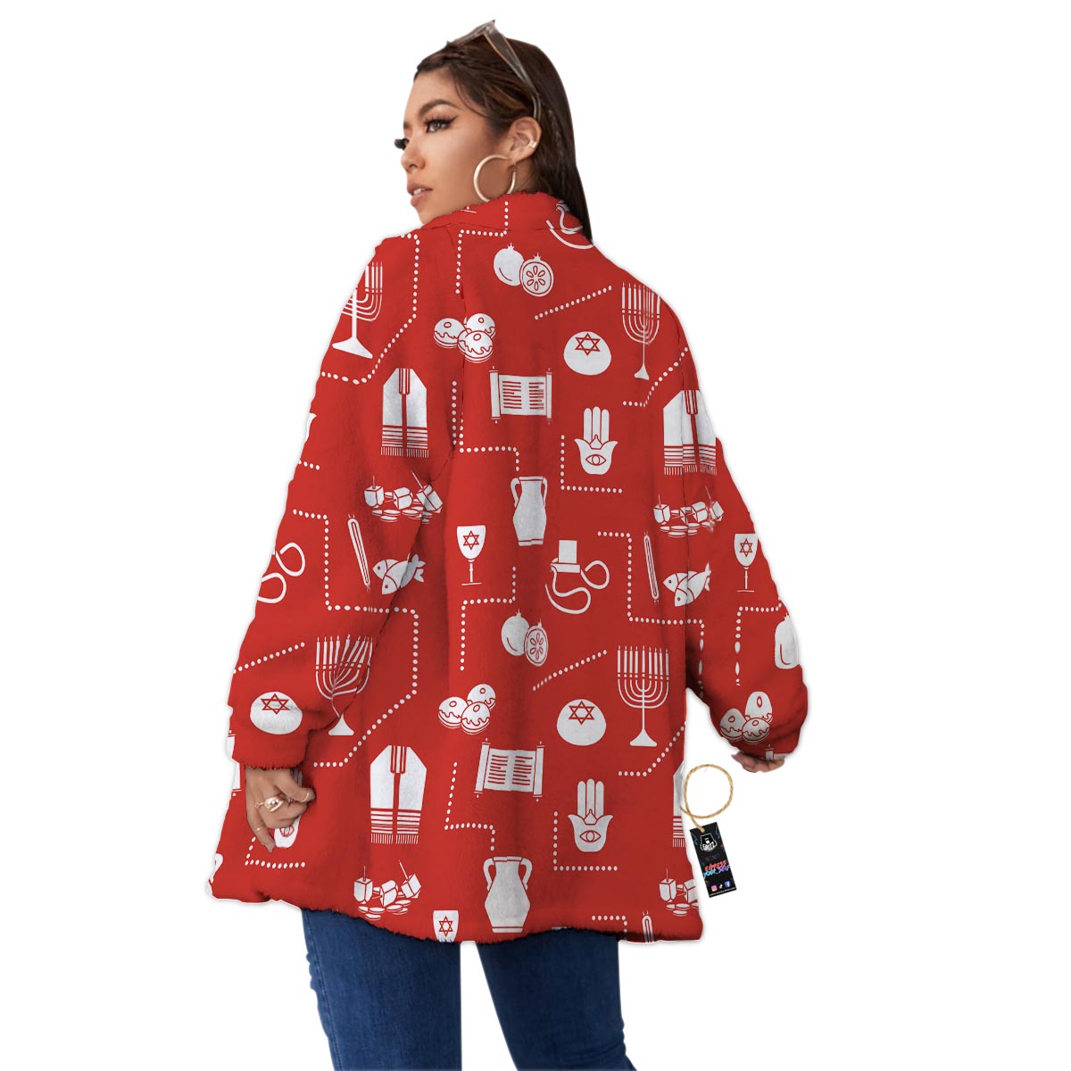 Orthodox Print Pattern Women's Sherpa Jacket-grizzshop