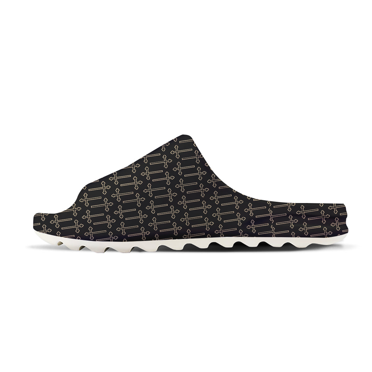 Orthodox Beige And Black Print Pattern Sandals-grizzshop