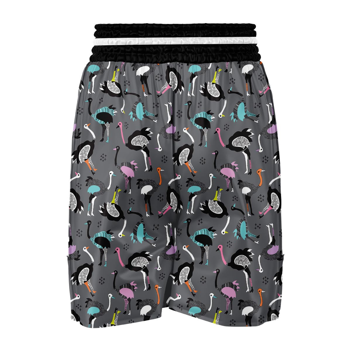 Ostrich Pattern Print Boxing Shorts-grizzshop