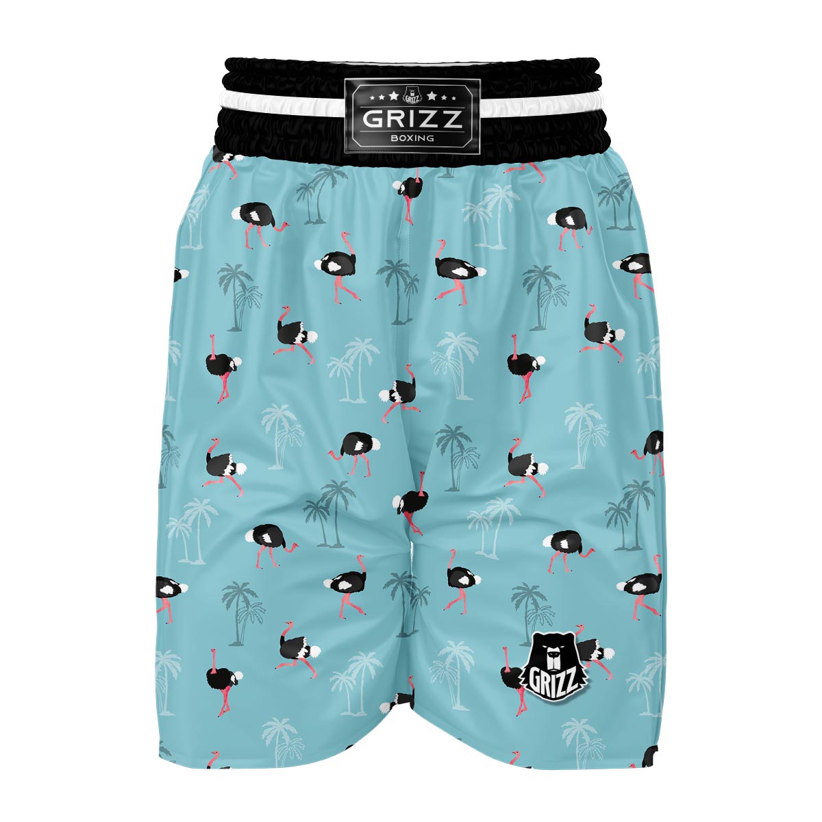 Ostrich Print Pattern Boxing Shorts-grizzshop