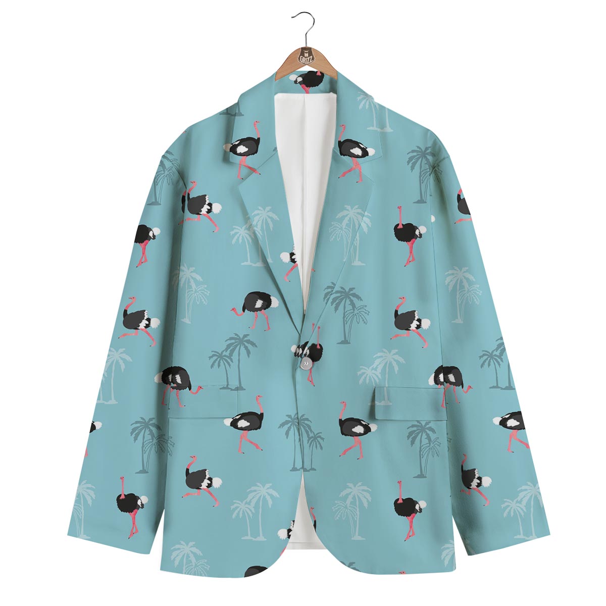 Ostrich Print Pattern Men's Blazer-grizzshop