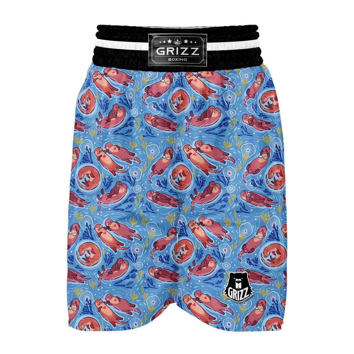 Otter Pattern Print Boxing Shorts-grizzshop