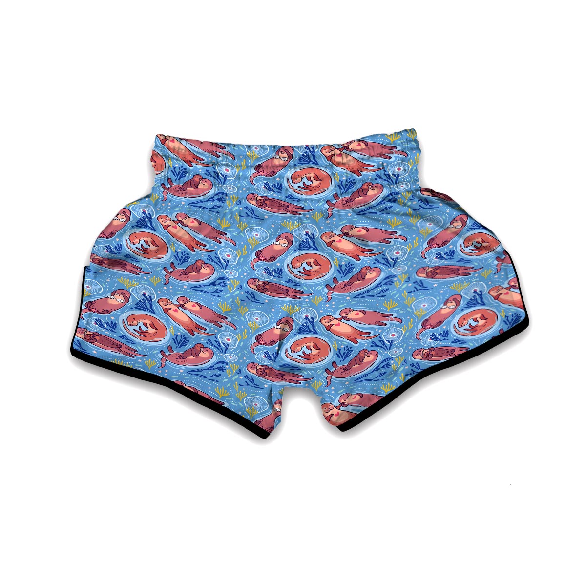 Otter Pattern Print Muay Thai Boxing Shorts-grizzshop