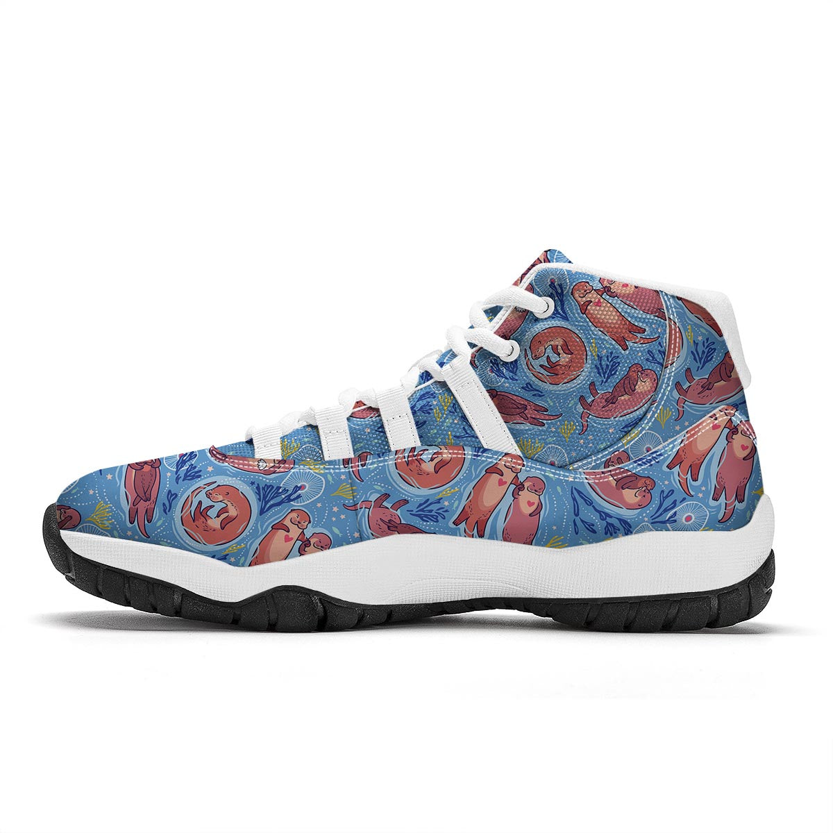 Otter Pattern Print White Bball Shoes-grizzshop