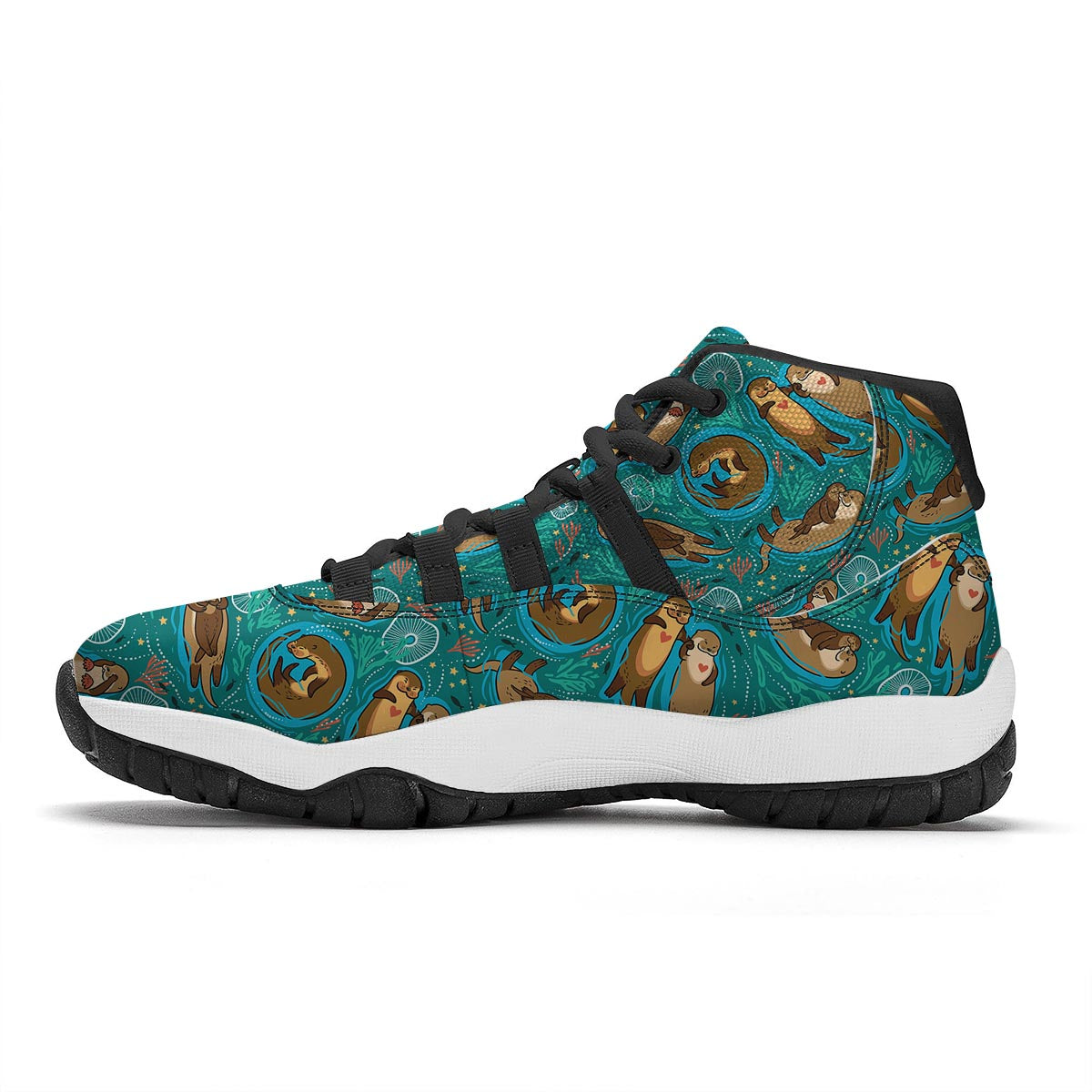 Otter Print Pattern Black Bball Shoes-grizzshop