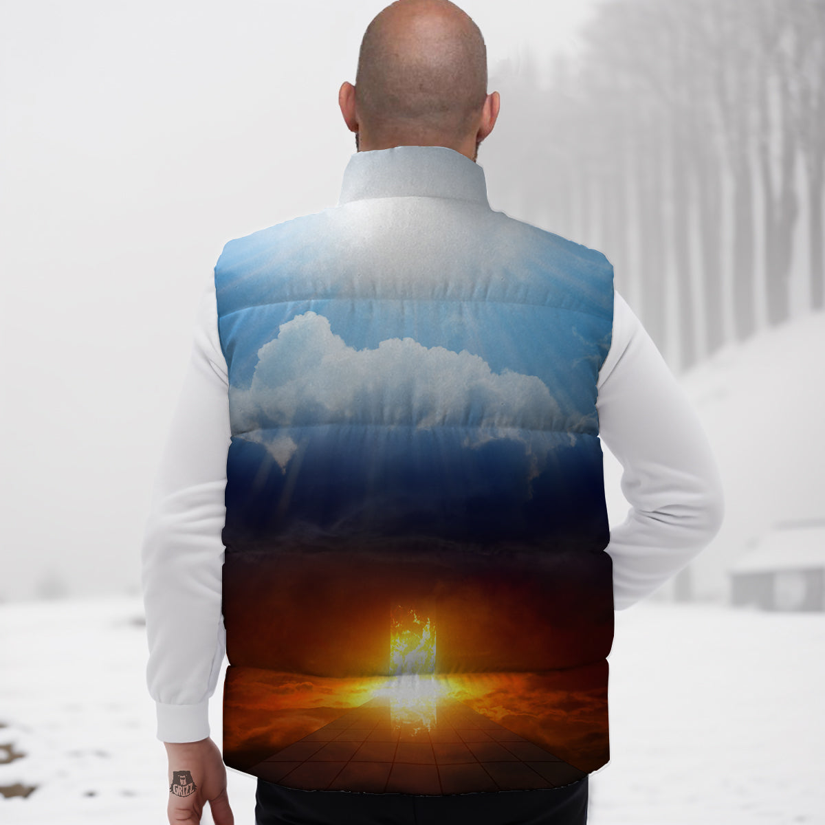 Otter Print Pattern Down Vest-grizzshop