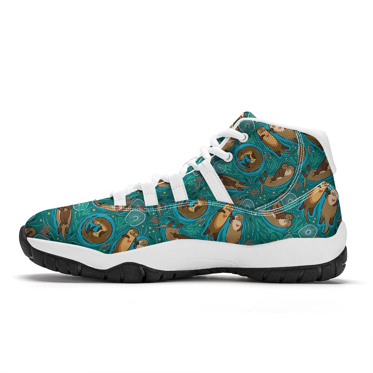 Otter Print Pattern White Bball Shoes-grizzshop