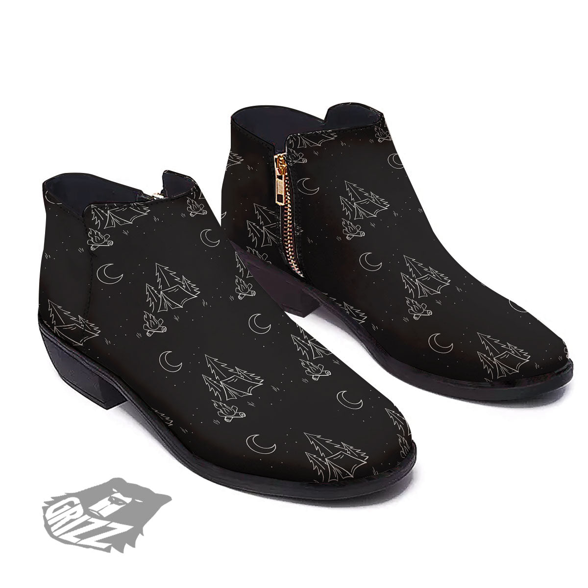 Outdoor Camping Print Pattern Ankle Boots-grizzshop