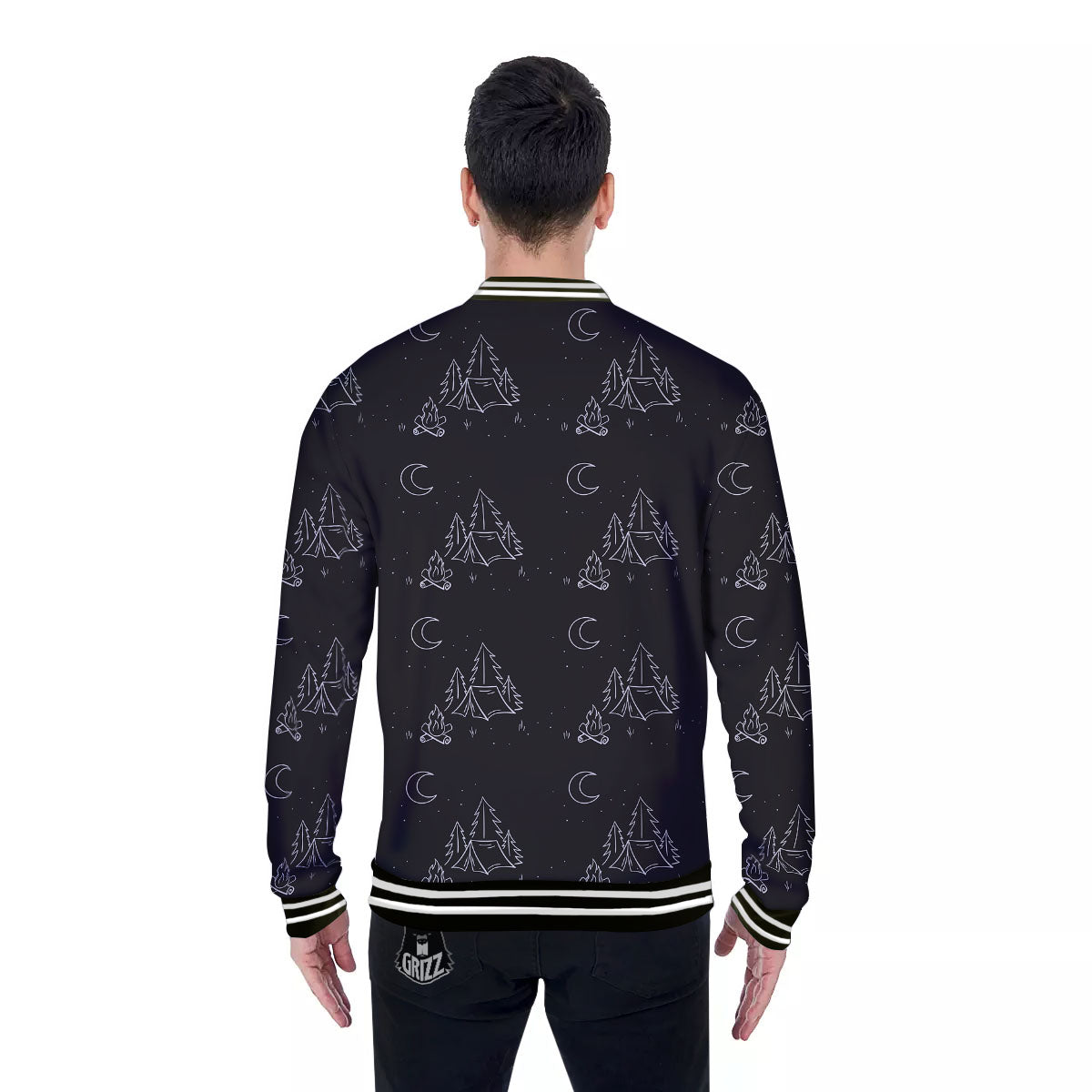 Outdoor Camping Print Pattern Baseball Jacket-grizzshop