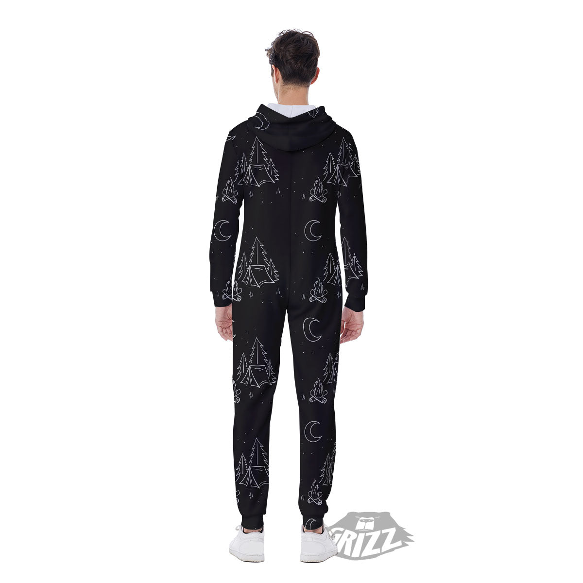 Outdoor Camping Print Pattern Men's Jumpsuit-grizzshop