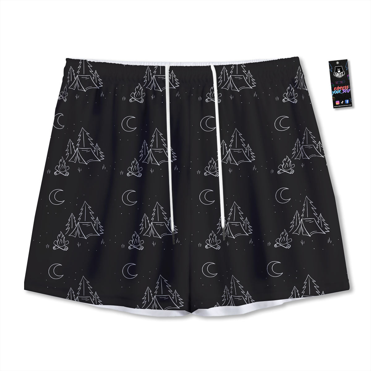 Outdoor Camping Print Pattern Mesh Shorts