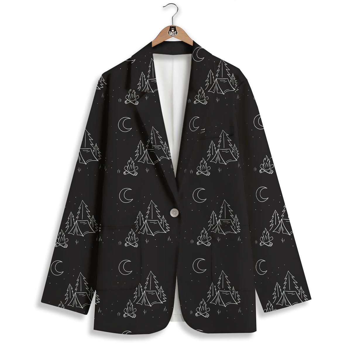 Outdoor Camping Print Pattern Women's Blazer-grizzshop