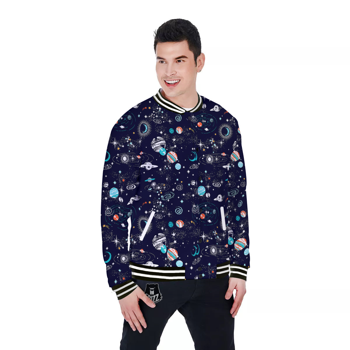 Outer Galaxy Space Universe Print Pattern Baseball Jacket-grizzshop