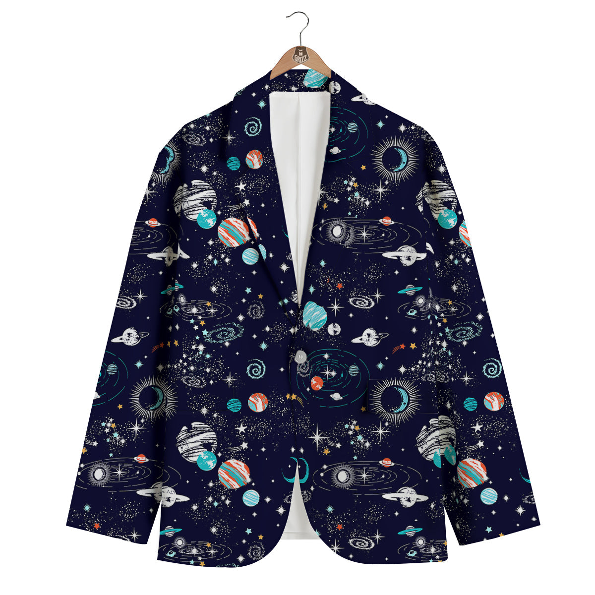 Outer Galaxy Space Universe Print Pattern Men's Blazer-grizzshop