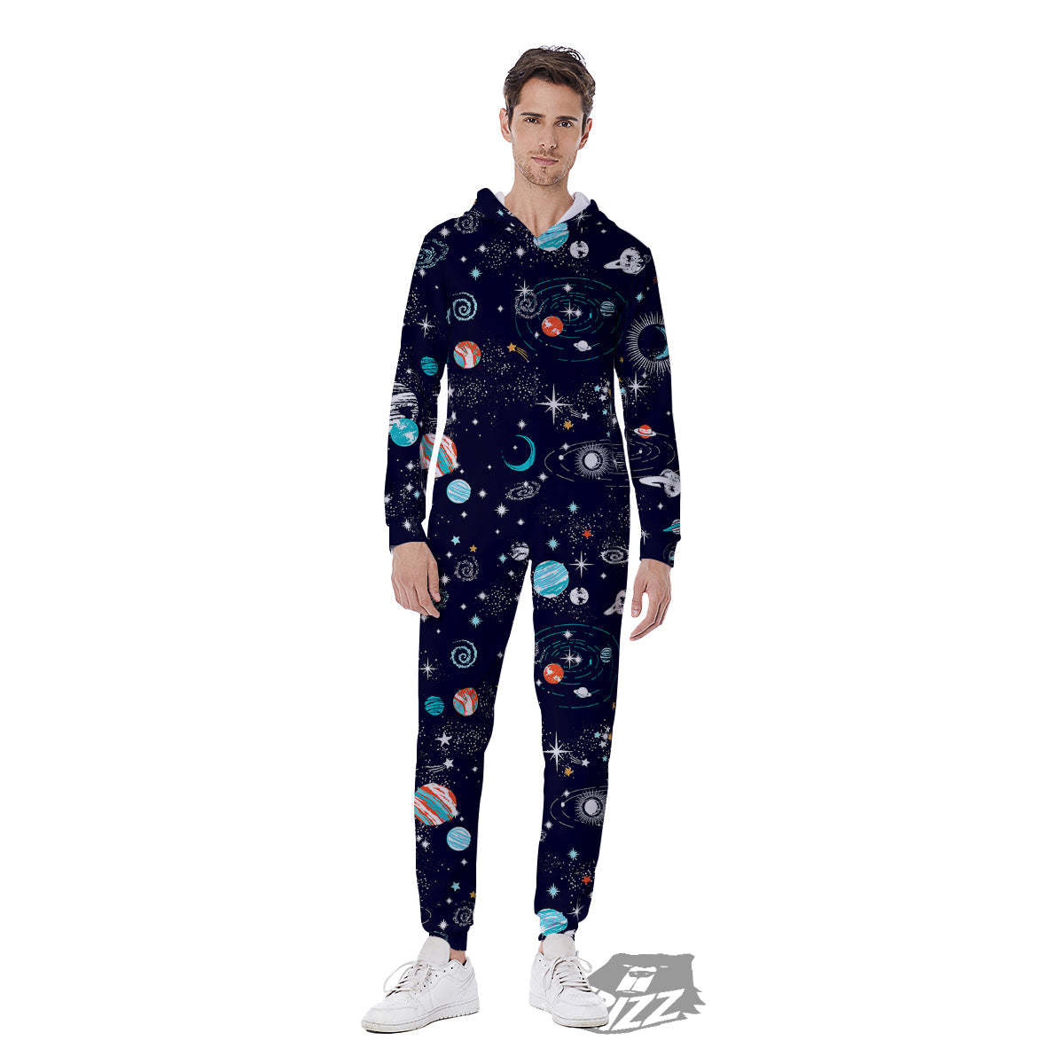 Outer Galaxy Space Universe Print Pattern Men's Jumpsuit-grizzshop
