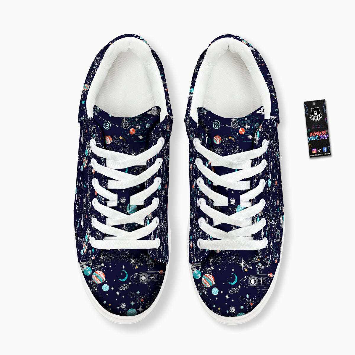 Outer Galaxy Space Universe Print Pattern Platform Shoes-grizzshop