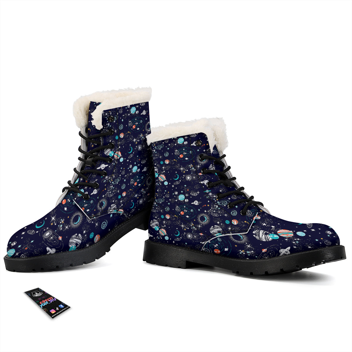 Outer Galaxy Space Universe Print Pattern Winter Boots-grizzshop