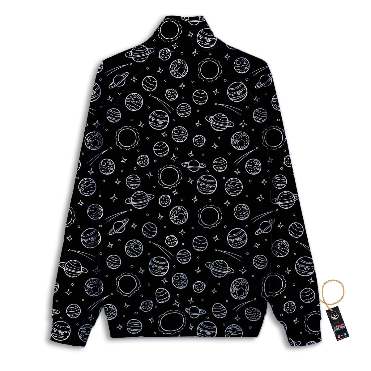 Outer Space Black White Galaxy Print Track Jacket-grizzshop