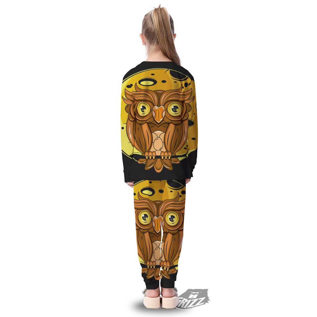 Owl At Night Print Kid's Pajamas-grizzshop