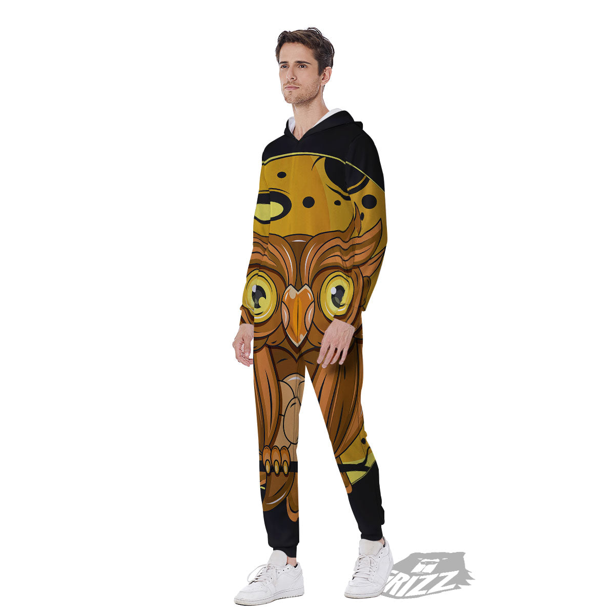 Owl At Night Print Men's Jumpsuit-grizzshop
