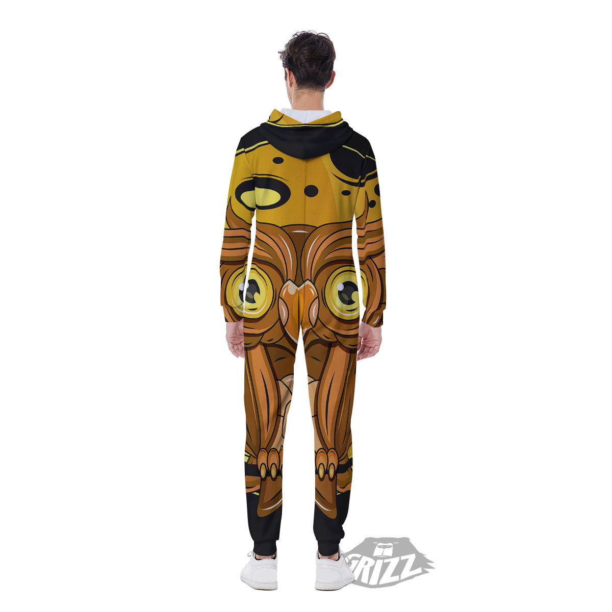 Owl At Night Print Men's Jumpsuit-grizzshop