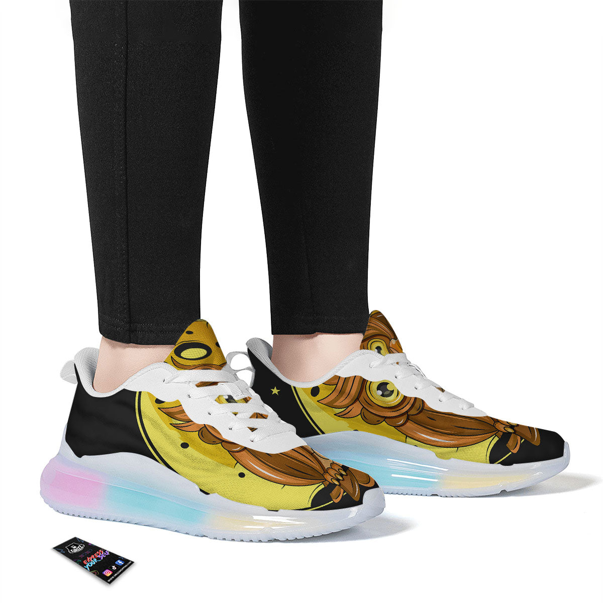 Owl At Night Print Running Sneakers-grizzshop