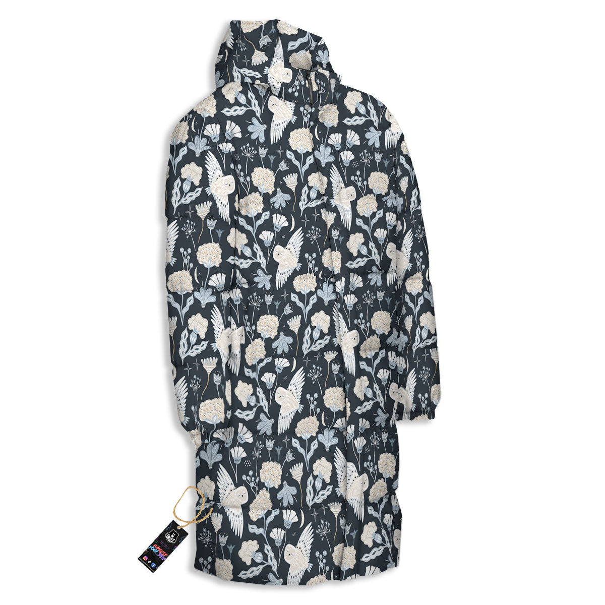 Owl Bohemian Print Pattern Long Down Jacket-grizzshop