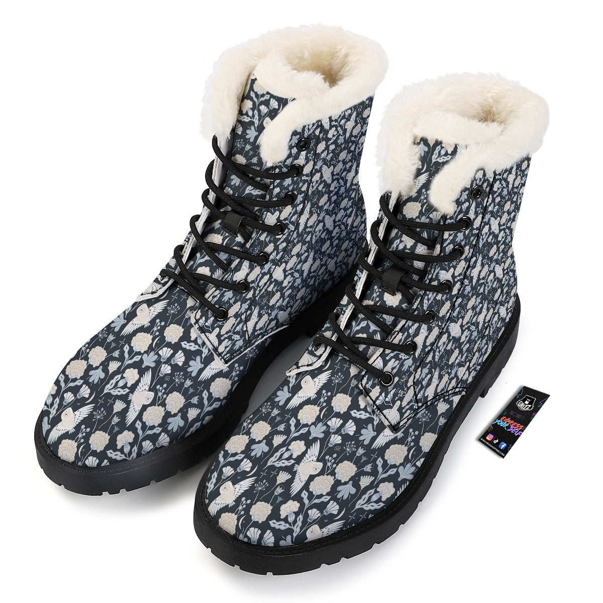 Owl Bohemian Print Pattern Winter Boots-grizzshop
