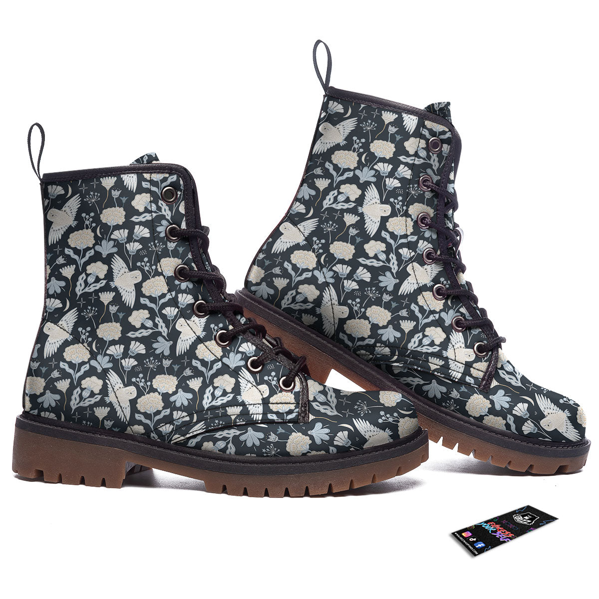Owl Bohemian Print Pattern Work Boots-grizzshop