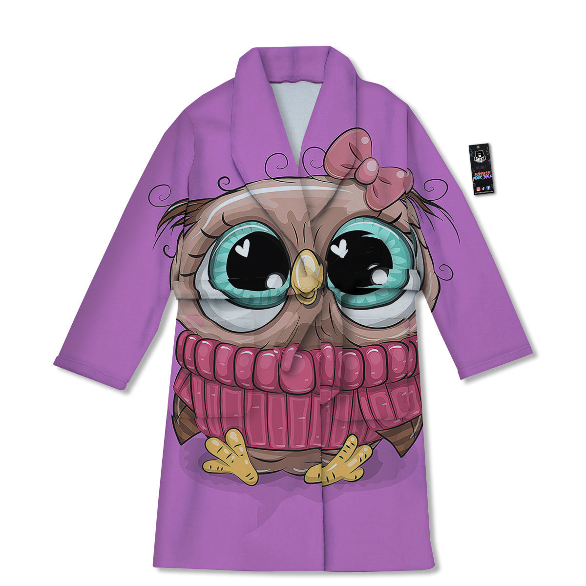 Owl Cute Print Bathrobe-grizzshop