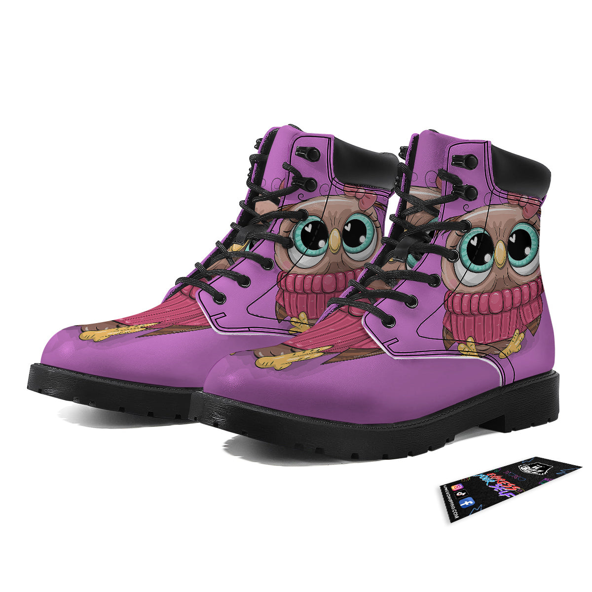 Owl Cute Print Boots-grizzshop