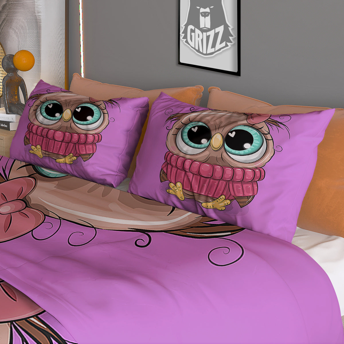 Owl Cute Print Duvet Cover Bedding Set