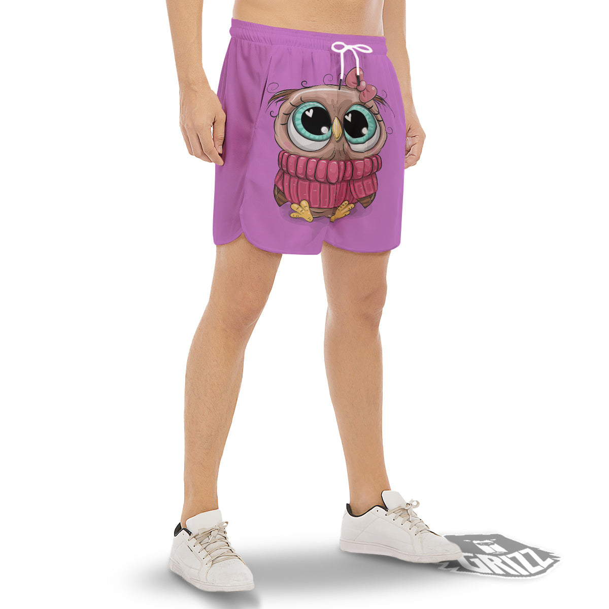 Owl Cute Print Men's Gym Shorts-grizzshop