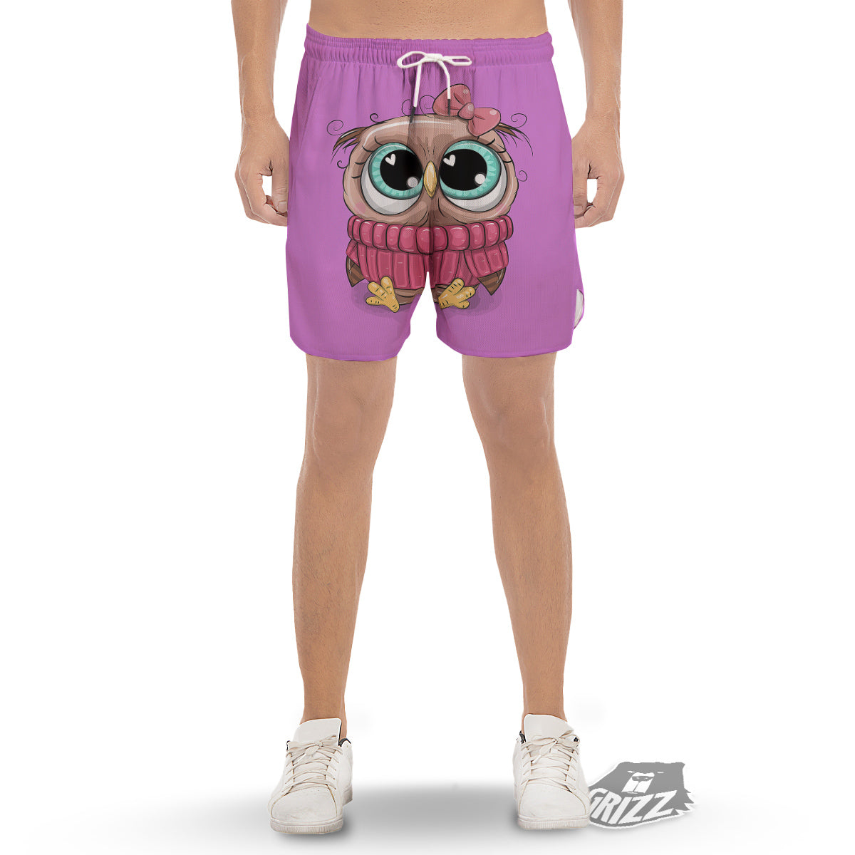 Owl Cute Print Men's Gym Shorts-grizzshop