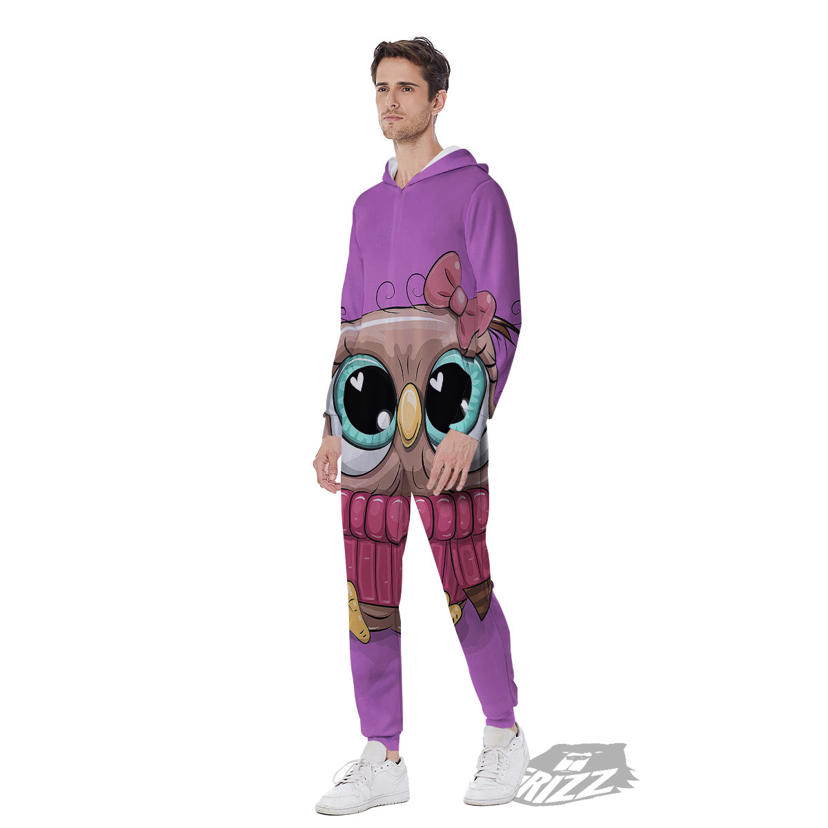Owl Cute Print Men's Jumpsuit-grizzshop