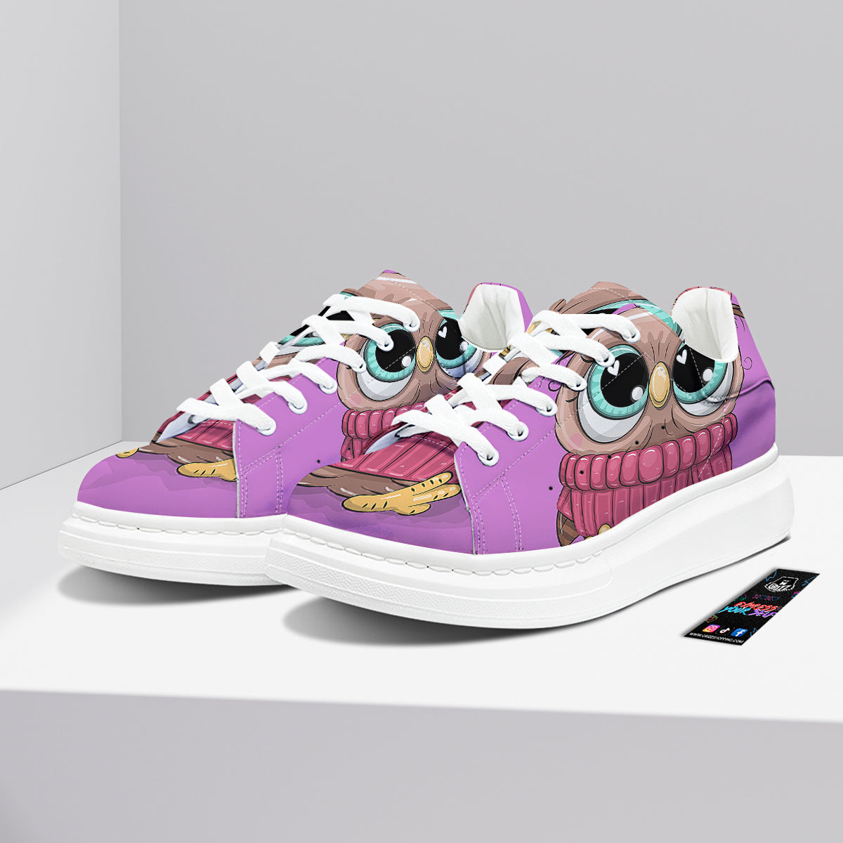 Owl Cute Print Platform Shoes-grizzshop