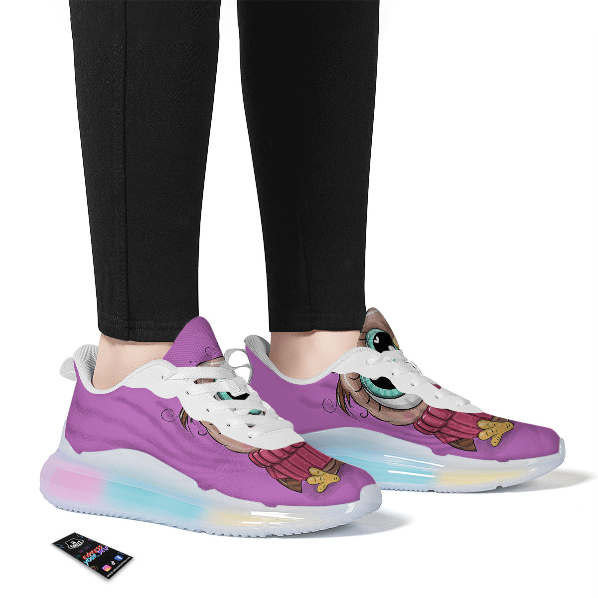 Owl Cute Print Running Sneakers-grizzshop