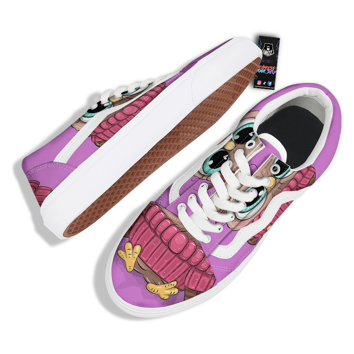 Owl Cute Print Skate Shoes-grizzshop