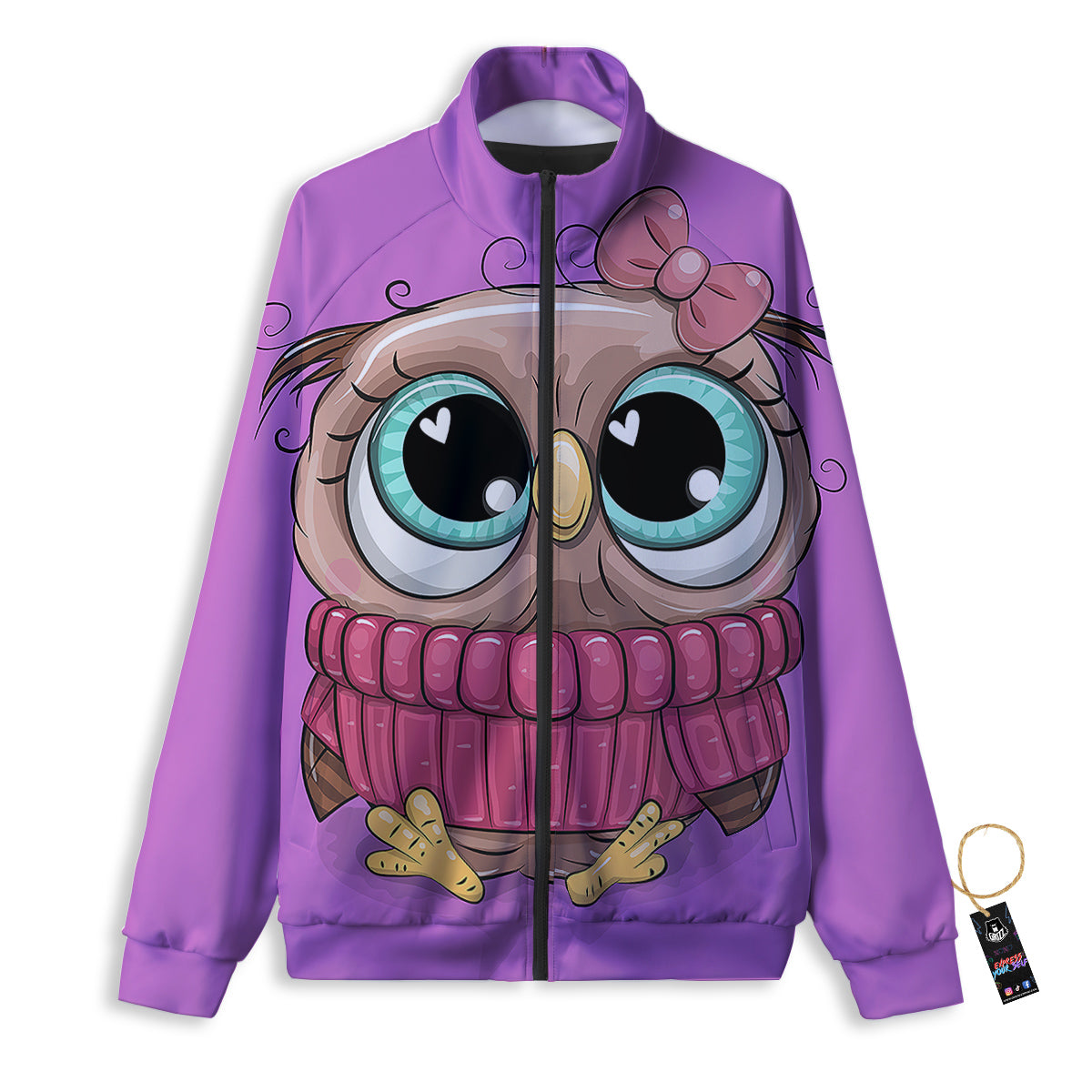 Owl Cute Print Track Jacket-grizzshop