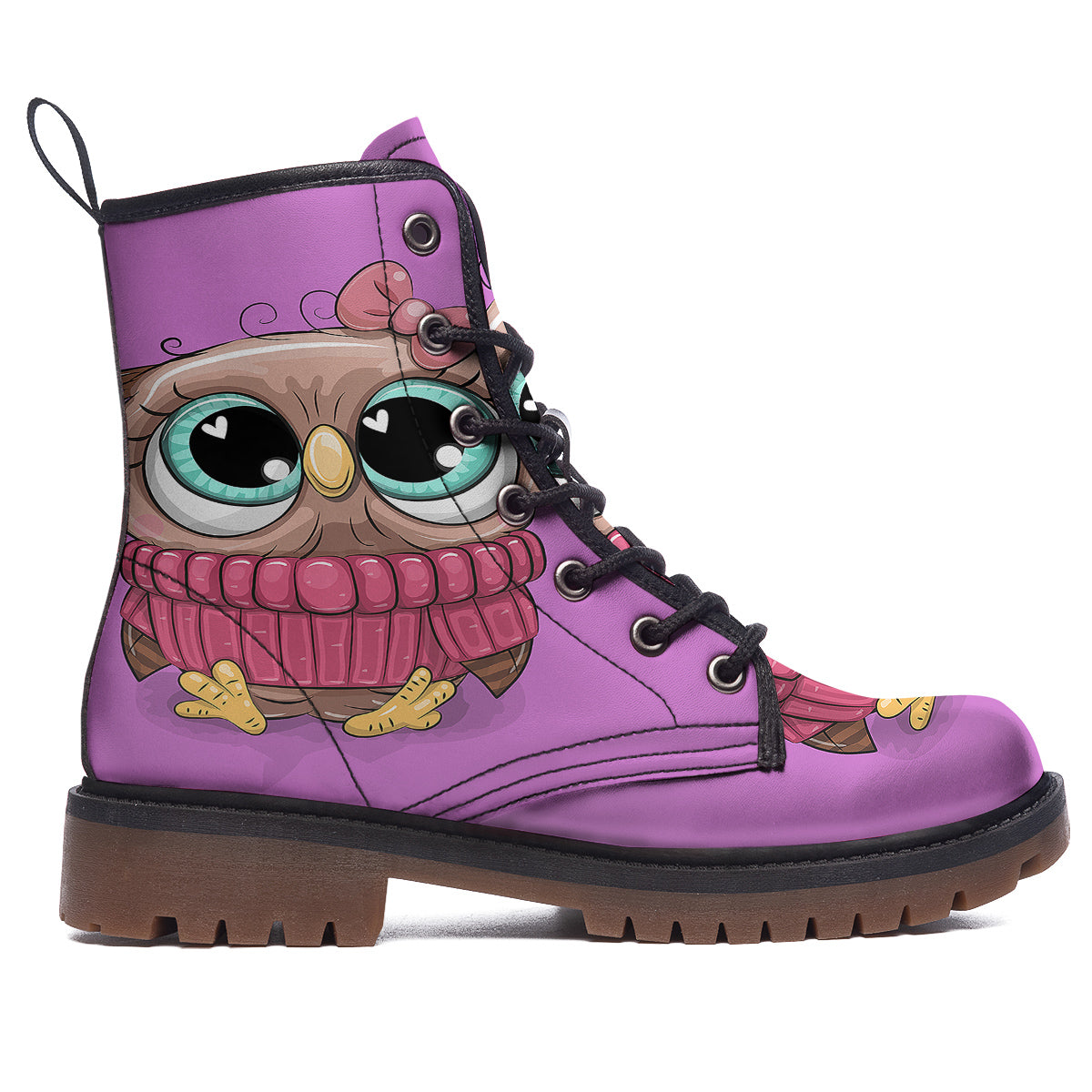 Owl Cute Print Work Boots-grizzshop