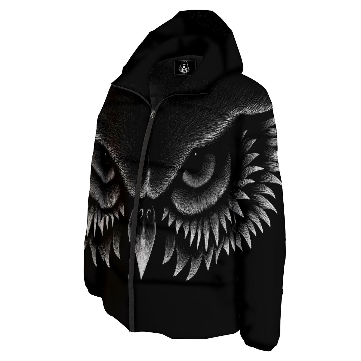 Owl Eyes Print Down Jacket-grizzshop