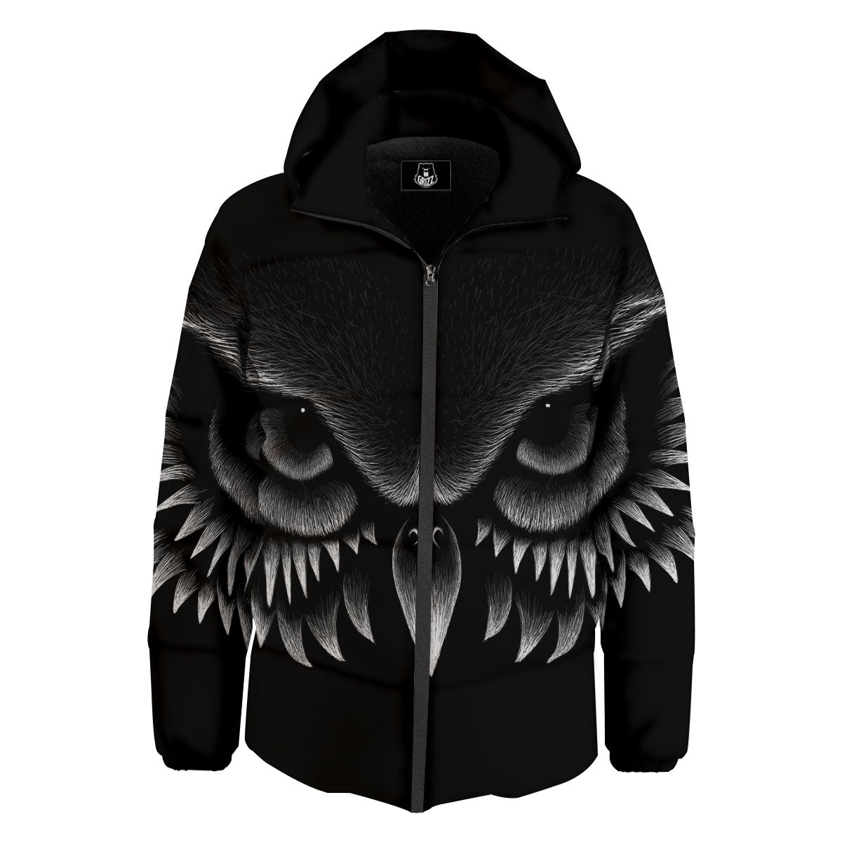 Owl Eyes Print Down Jacket-grizzshop